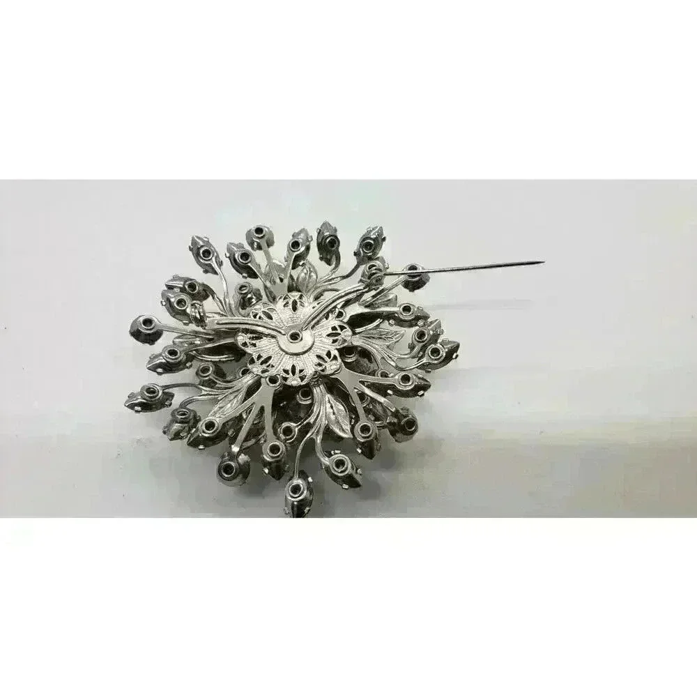 Vintage Blue Brooch Rhinestone & Moonstone Beau Judy Lee Spray Large Statement